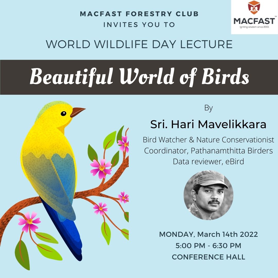 World Wildlife Day Lecture-'Beautiful World of Birds' - MACFAST