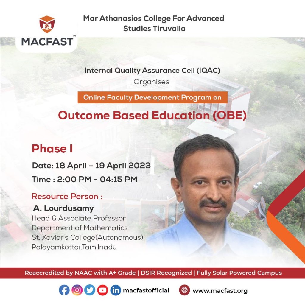 Online Faculty Development Program On Outcome Based Education (OBE ...