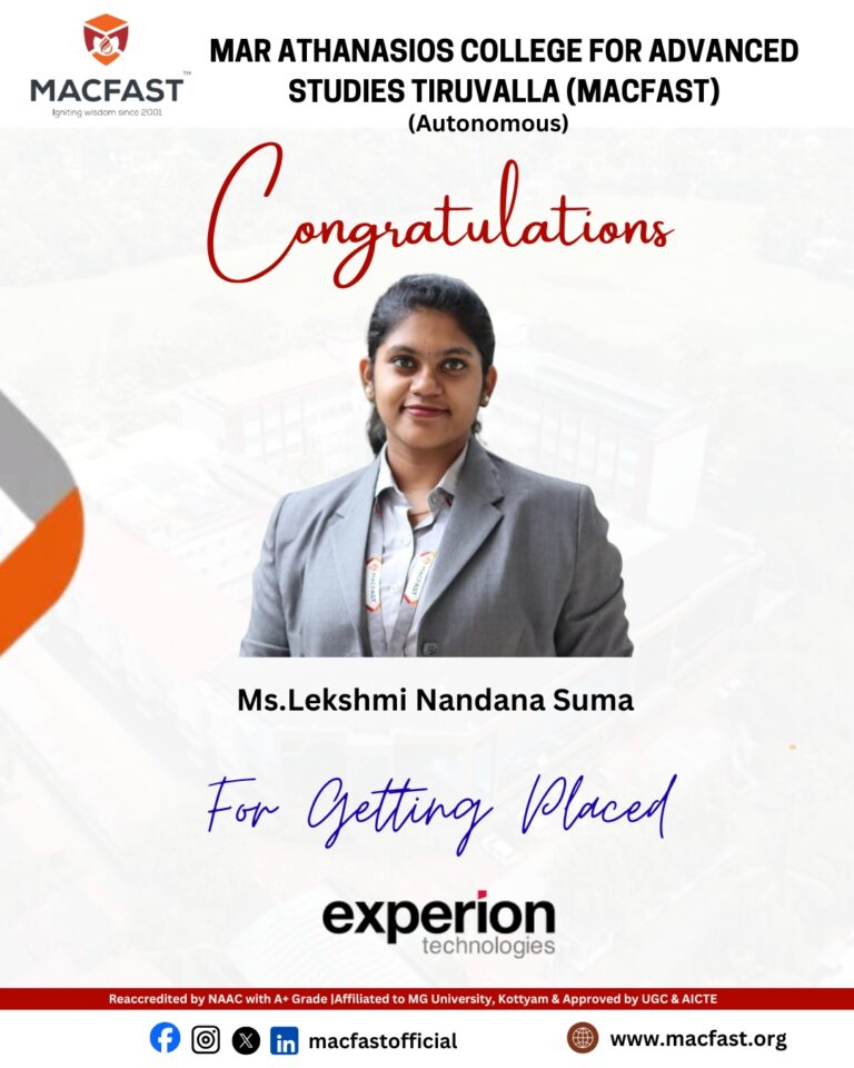 LEKSHMI NANDANA of MAR ATHANASIOS COLLEGE FOR ADVANCE STUDIES TIRUVALLA